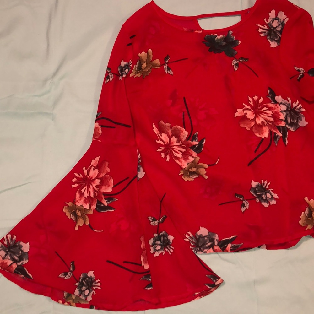 Red sheer blouse
